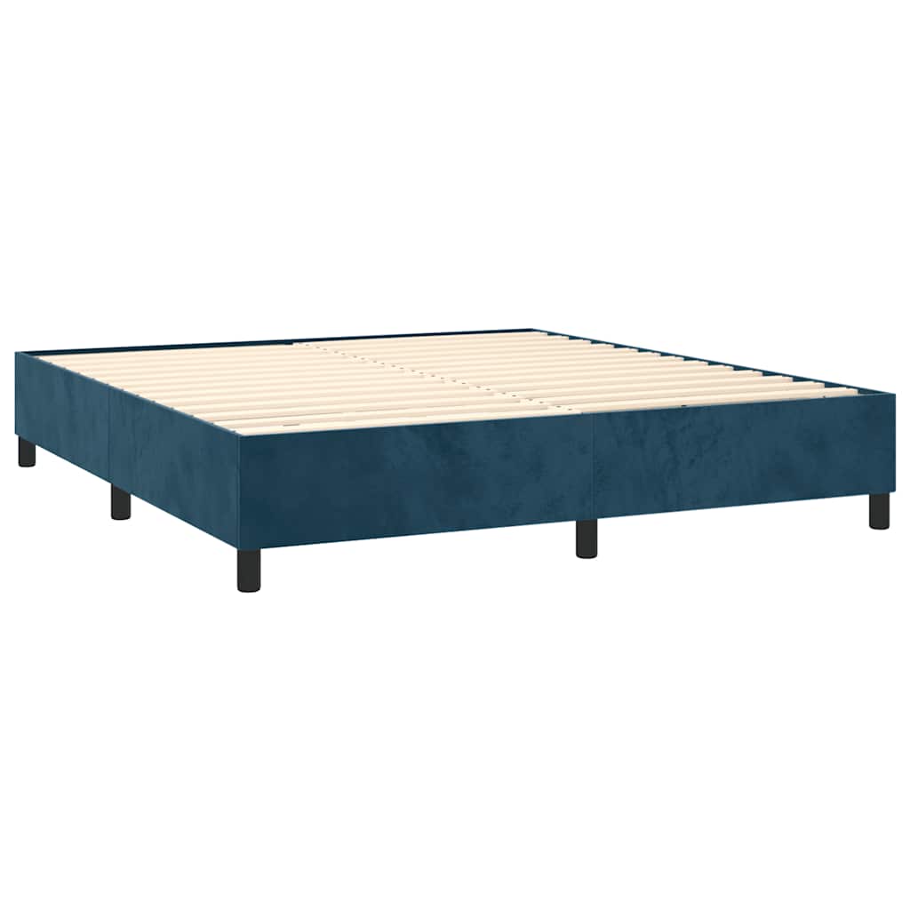 Boxspring met matras fluweel donkerblauw 180x200 cm