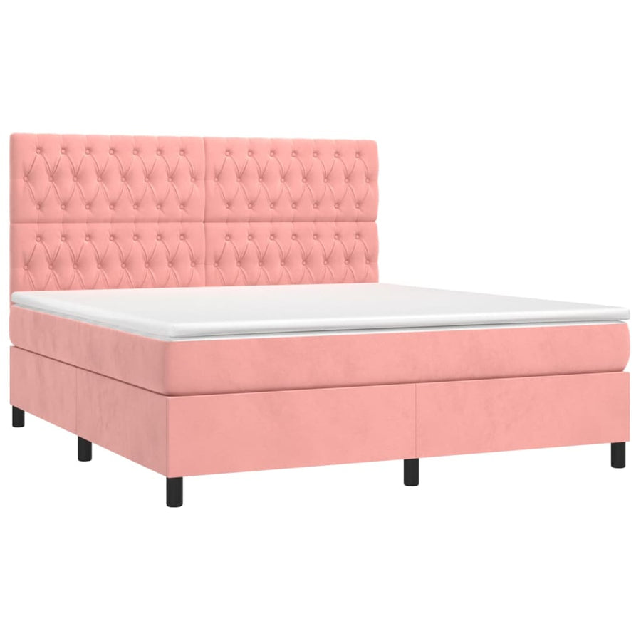 Boxspring Met Matras Fluweel Roze 180 x 200 cm Getuft ontwerp