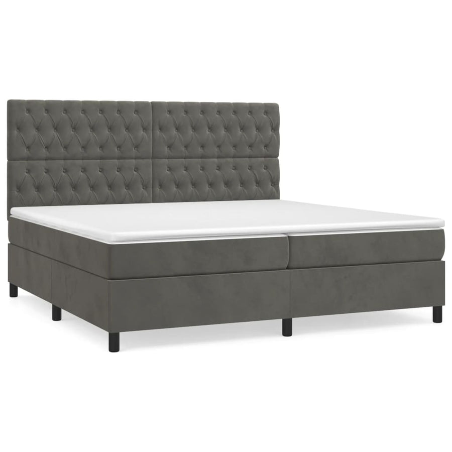 Boxspring Met Matras Fluweel Donkergrijs 200 x 200 cm Getuft ontwerp