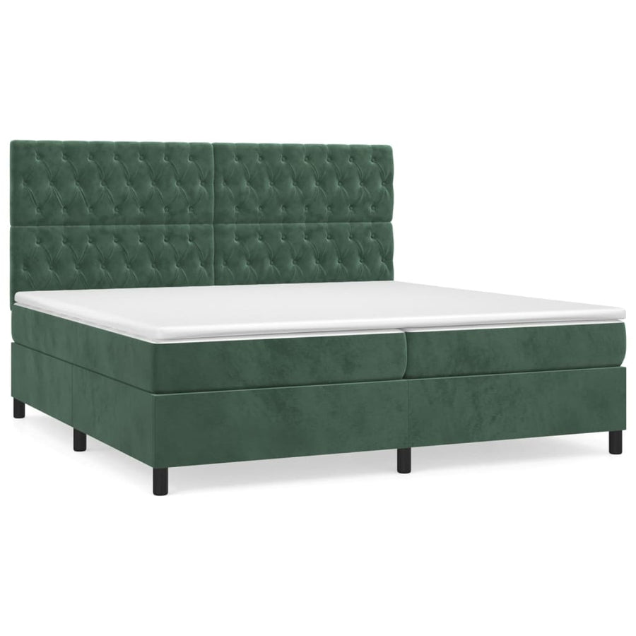Boxspring Met Matras Fluweel Donkergroen 200 x 200 cm Getuft ontwerp