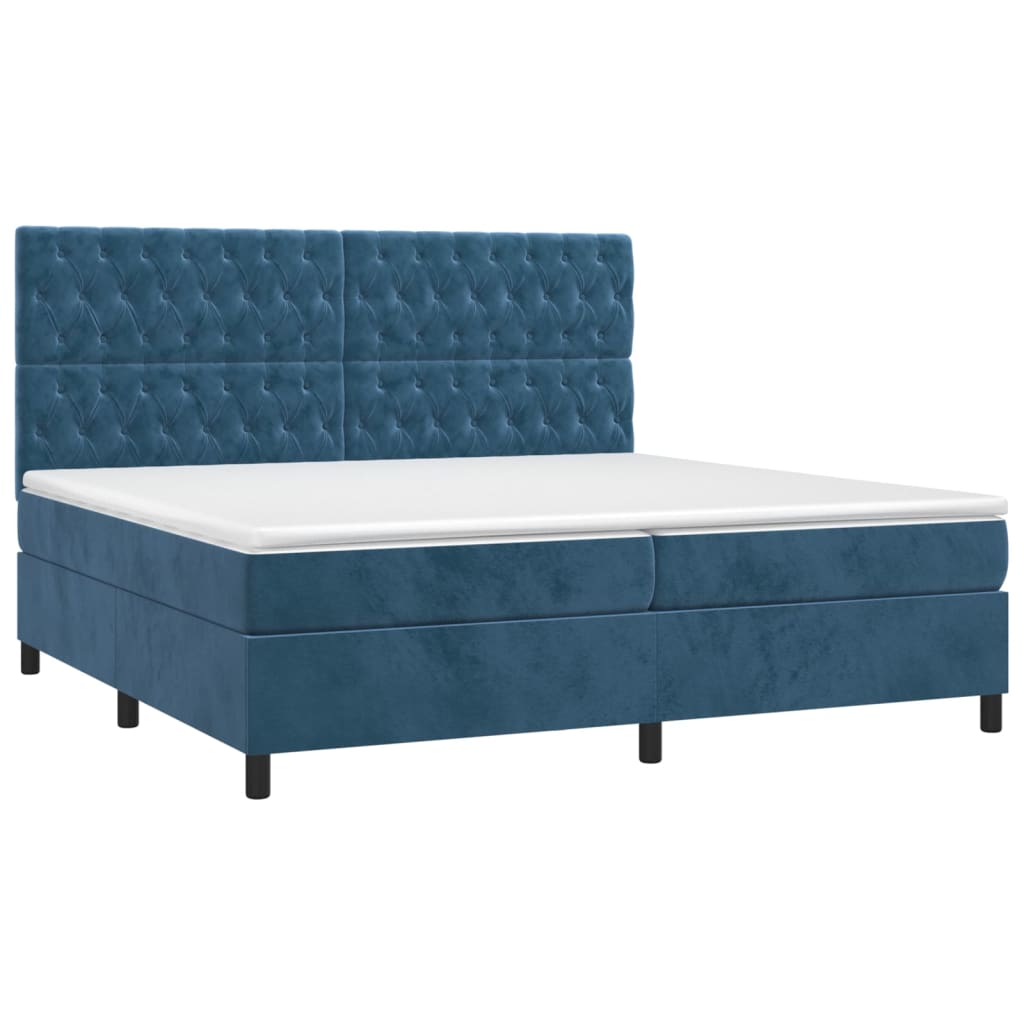 Boxspring Met Matras Fluweel Donkerblauw 200 x 200 cm Getuft ontwerp