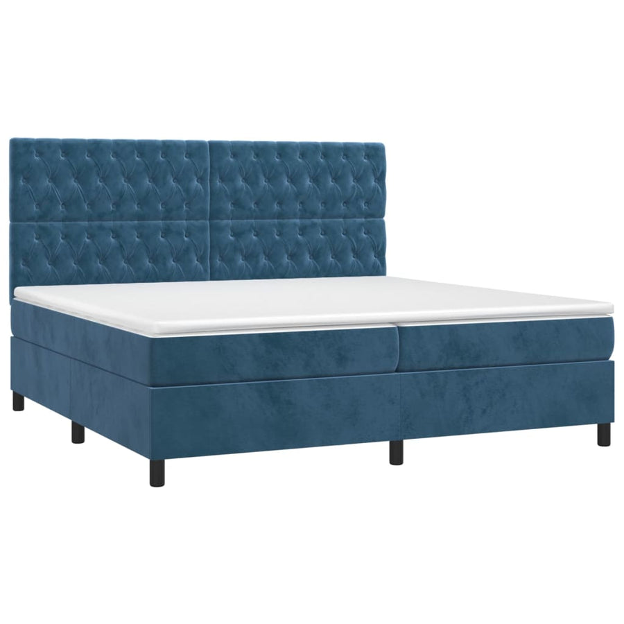 Boxspring Met Matras Fluweel Donkerblauw 200 x 200 cm Getuft ontwerp