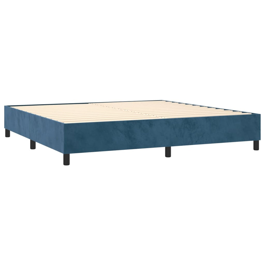 Boxspring Met Matras Fluweel Donkerblauw 200 x 200 cm Getuft ontwerp
