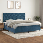 Boxspring Met Matras Fluweel Donkerblauw 200 x 200 cm Getuft ontwerp