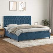 Boxspring 200x200 cm fluweel donkerblauw