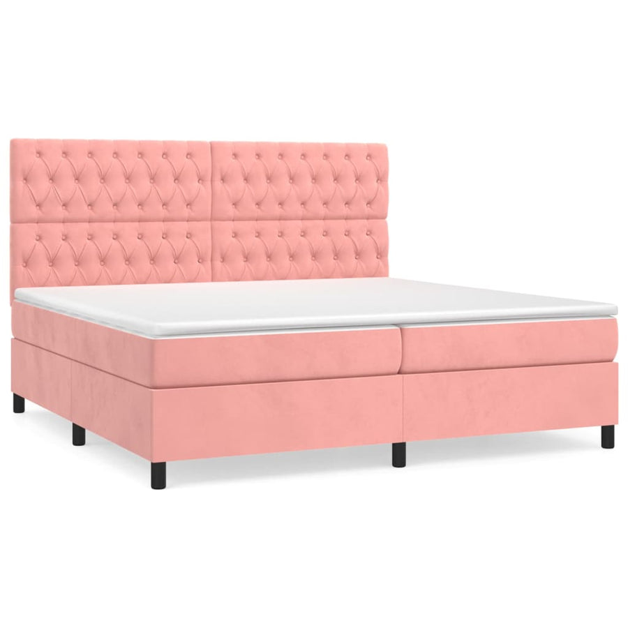 Boxspring Met Matras Fluweel Roze 200 x 200 cm Getuft ontwerp