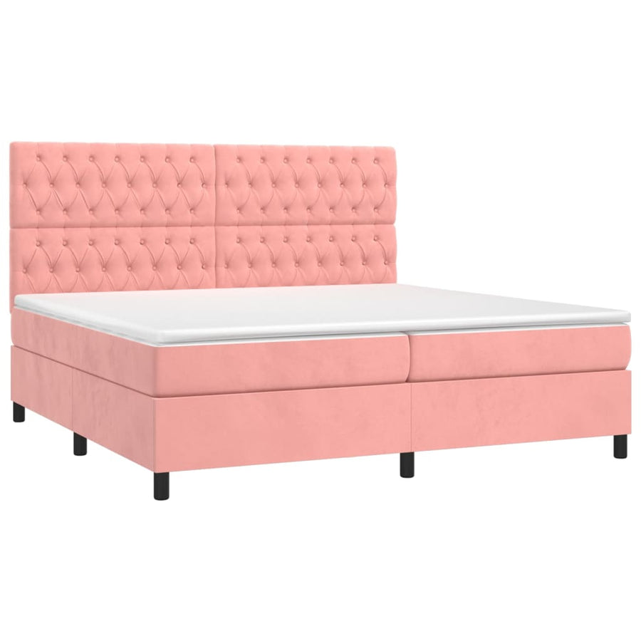 Boxspring Met Matras Fluweel Roze 200 x 200 cm Getuft ontwerp