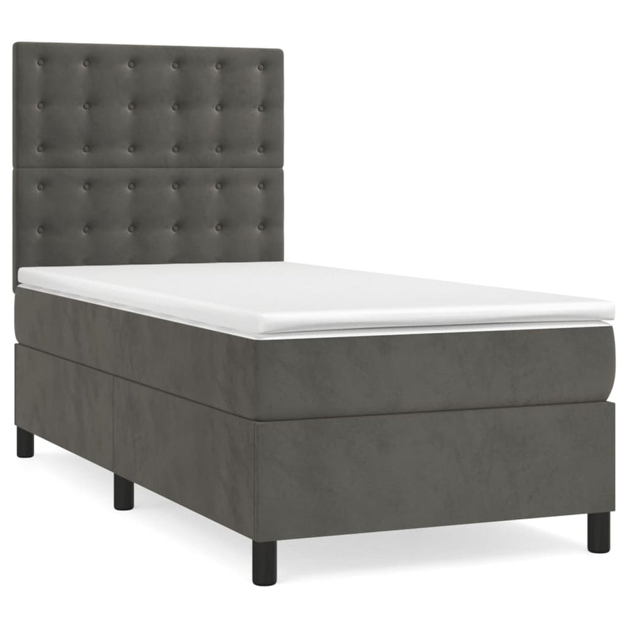 Boxspring Met Matras Fluweel Donkergrijs 80 x 200 cm Knopen