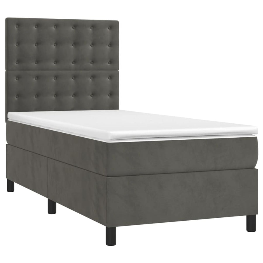 Boxspring Met Matras Fluweel Donkergrijs 80 x 200 cm Knopen
