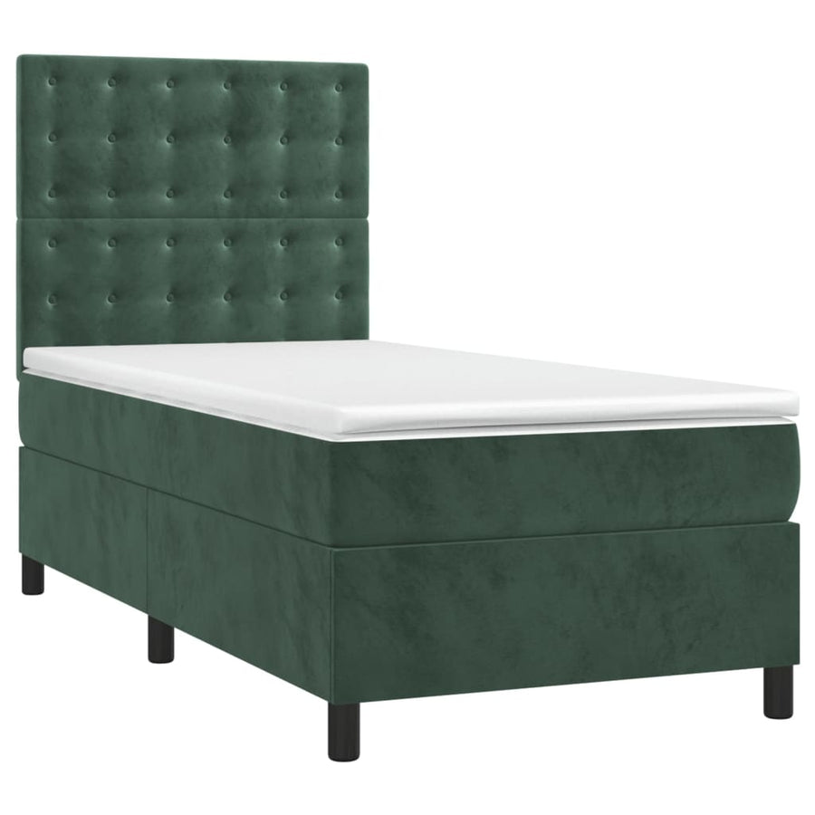 Boxspring Met Matras Fluweel Donkergroen 80 x 200 cm Knopen