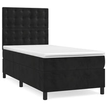 Boxspring Met Matras Fluweel Zwart 90 x 200 cm Knopen