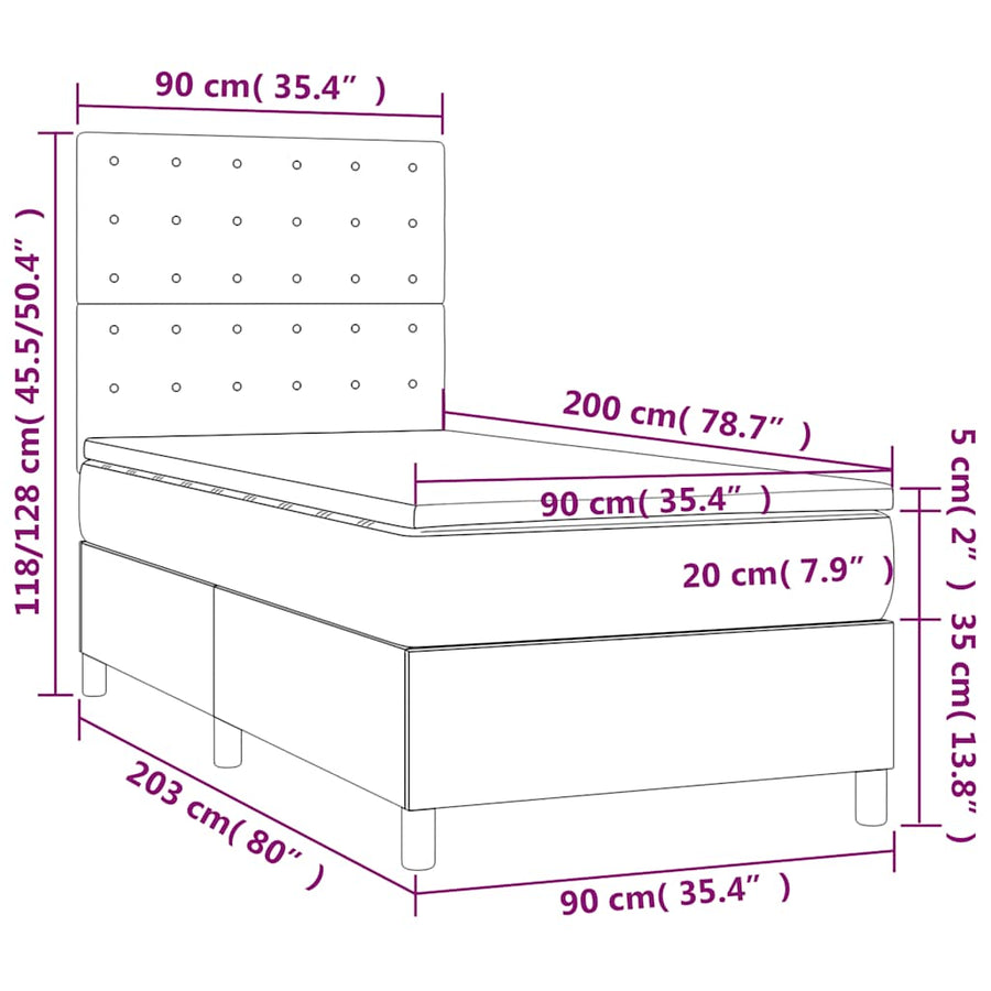 Boxspring met matras fluweel donkerblauw 90x200 cm