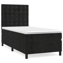 Boxspring Met Matras Fluweel Zwart 100 x 200 cm Knopen