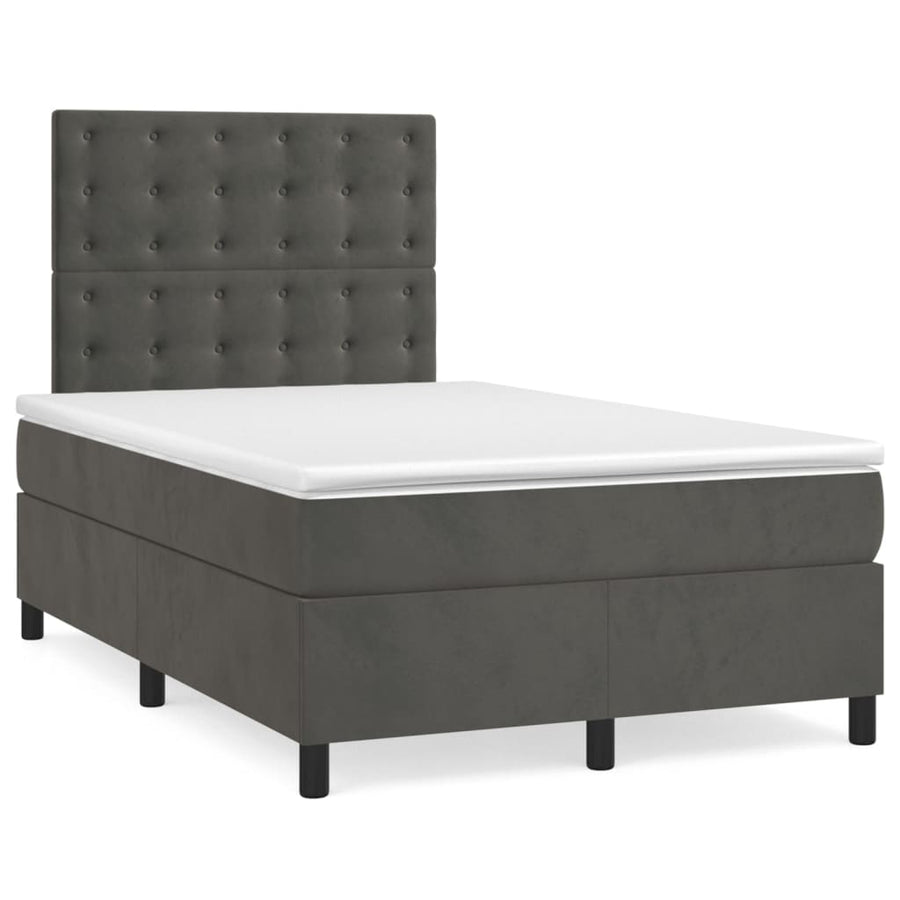Boxspring Met Matras Fluweel Donkergrijs 120 x 200 cm Knopen