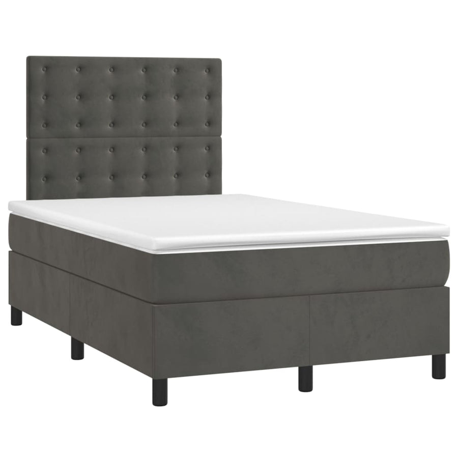 Boxspring Met Matras Fluweel Donkergrijs 120 x 200 cm Knopen