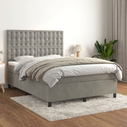 Boxspring 140x190 cm fluweel lichtgrijs