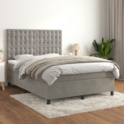 Boxspring met matras 140x200 cm lichtgrijs fluweel