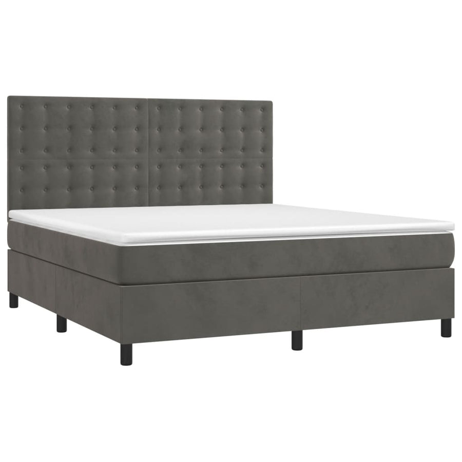Boxspring Met Matras Fluweel Donkergrijs 160 x 200 cm Knopen