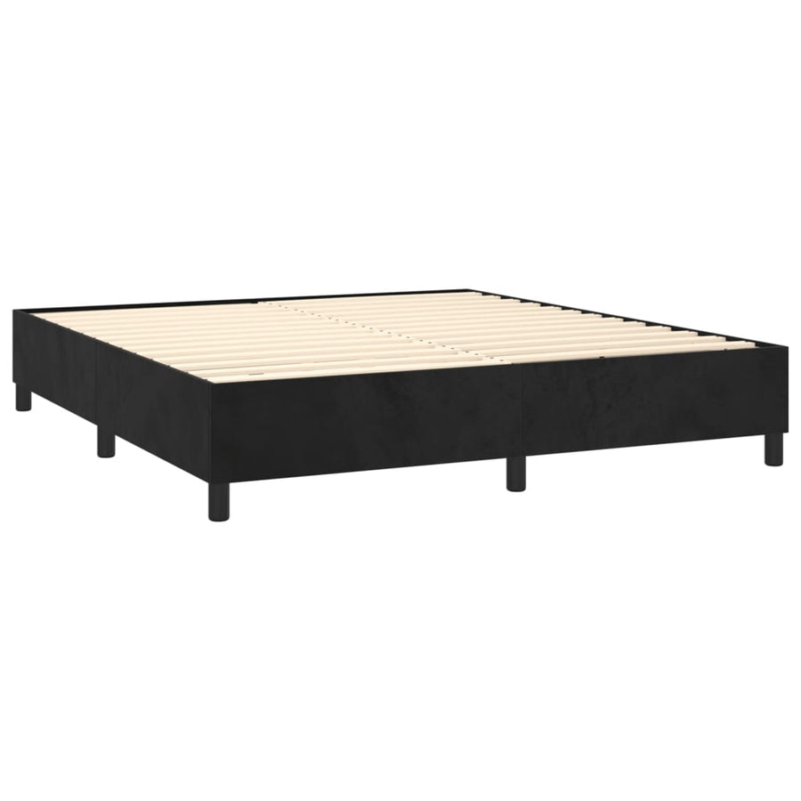 Boxspring Met Matras Fluweel Zwart 160 x 200 cm Knopen
