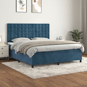 Boxspring 160x200 cm fluweel donkerblauw met matras
