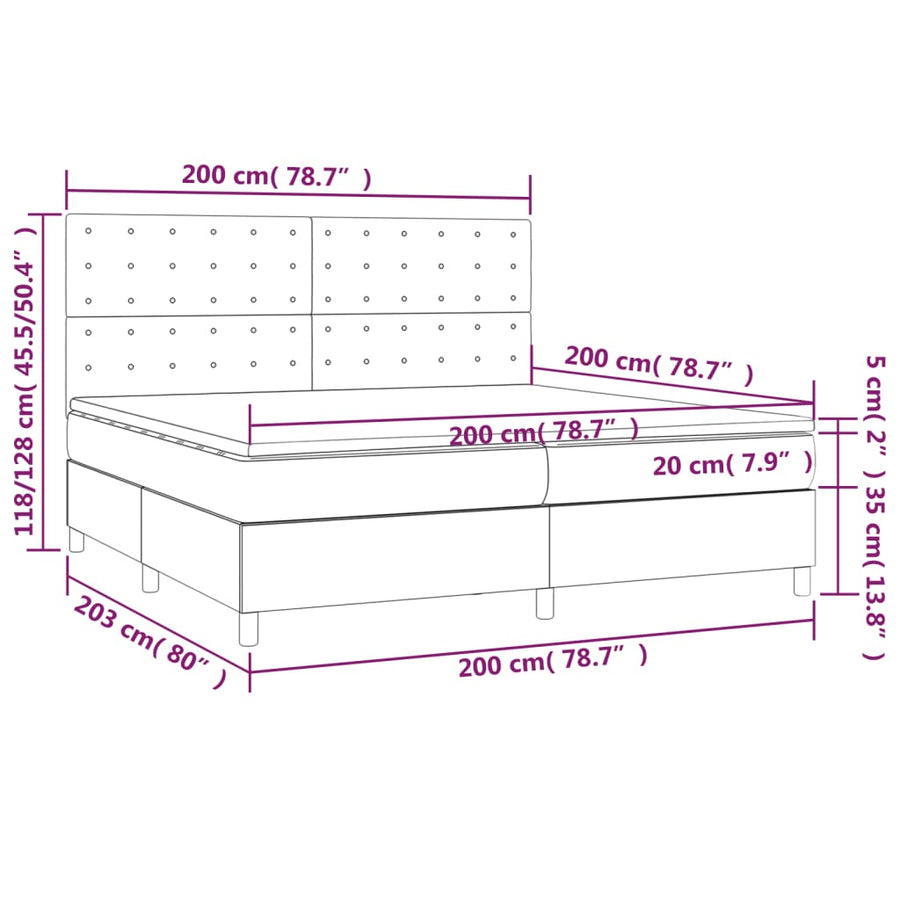 Boxspring Met Matras Fluweel Donkergrijs 200 x 200 cm Knopen