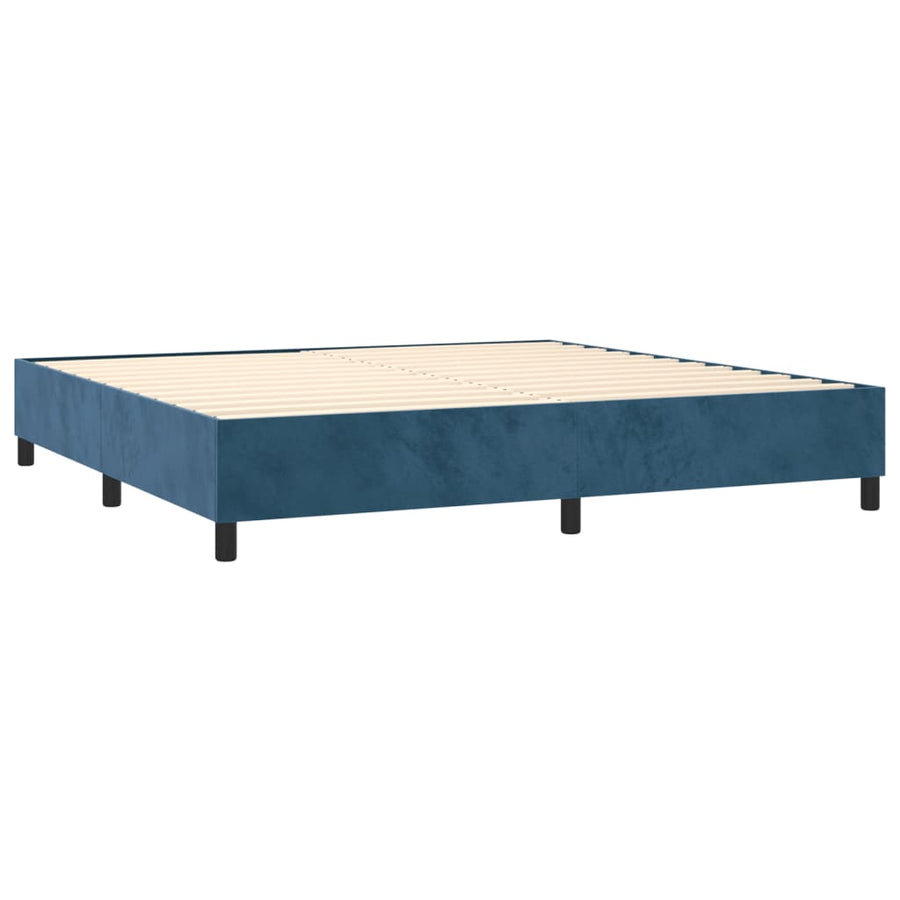 Boxspring Met Matras Fluweel Donkerblauw 200X200 Cm Donkerblauw 200 x 200 cm Knopen