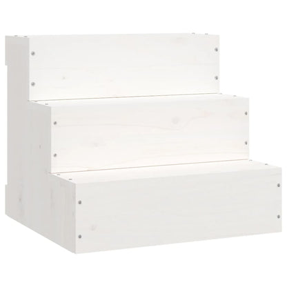 Huisdierentrap 40X37,5X35 Cm Massief Grenenhout Wit 40 x 37.5 x 35 cm