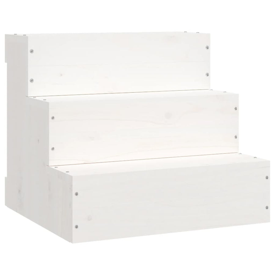 Huisdierentrap 40X37,5X35 Cm Massief Grenenhout Wit 40 x 37.5 x 35 cm