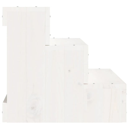 Huisdierentrap 40X37,5X35 Cm Massief Grenenhout Wit 40 x 37.5 x 35 cm