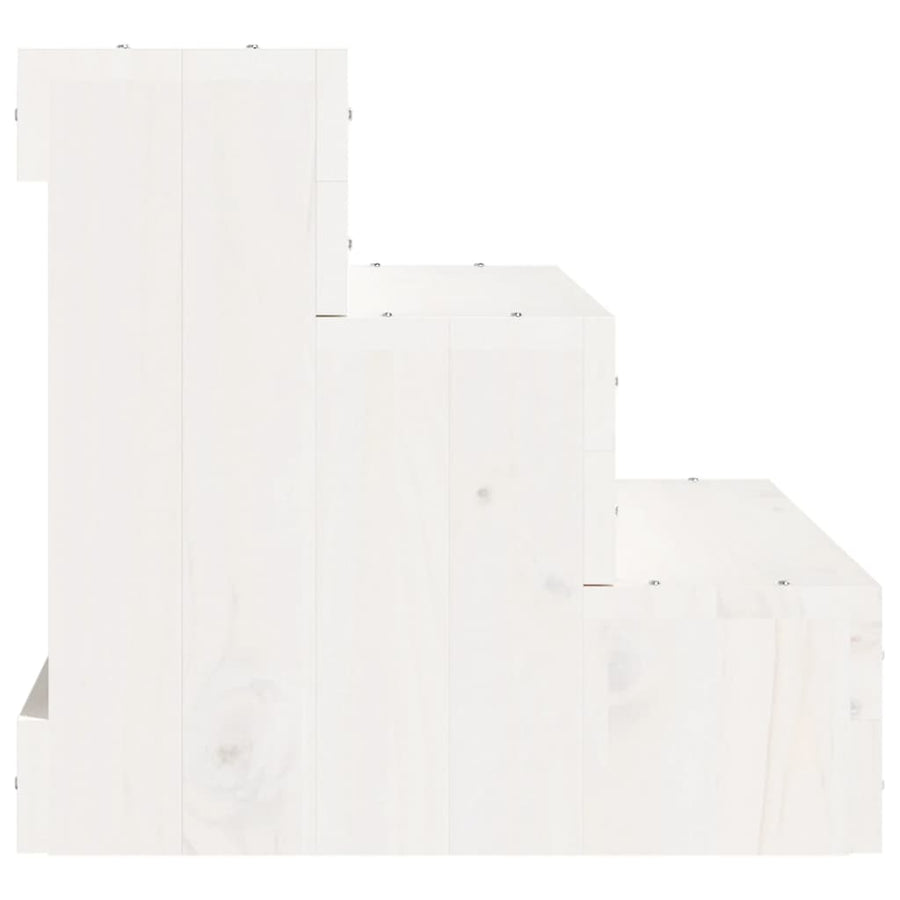 Huisdierentrap 40X37,5X35 Cm Massief Grenenhout Wit 40 x 37.5 x 35 cm