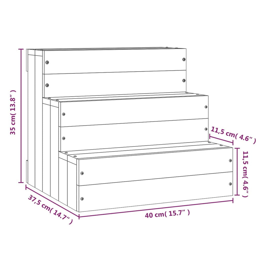 Huisdierentrap 40X37,5X35 Cm Massief Grenenhout Wit 40 x 37.5 x 35 cm
