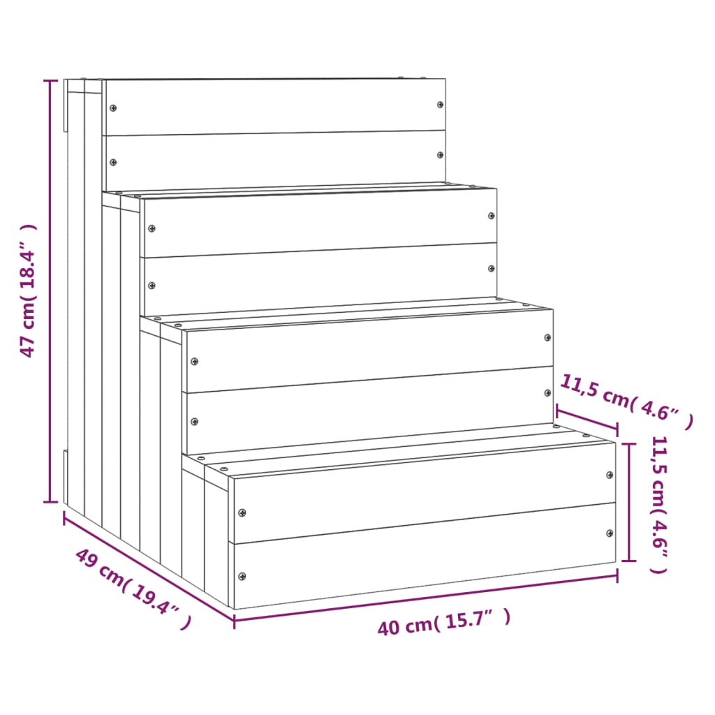 Huisdierentrap 40X49X47 Cm Massief Grenenhout 40 x 49 x 47 cm Naturel