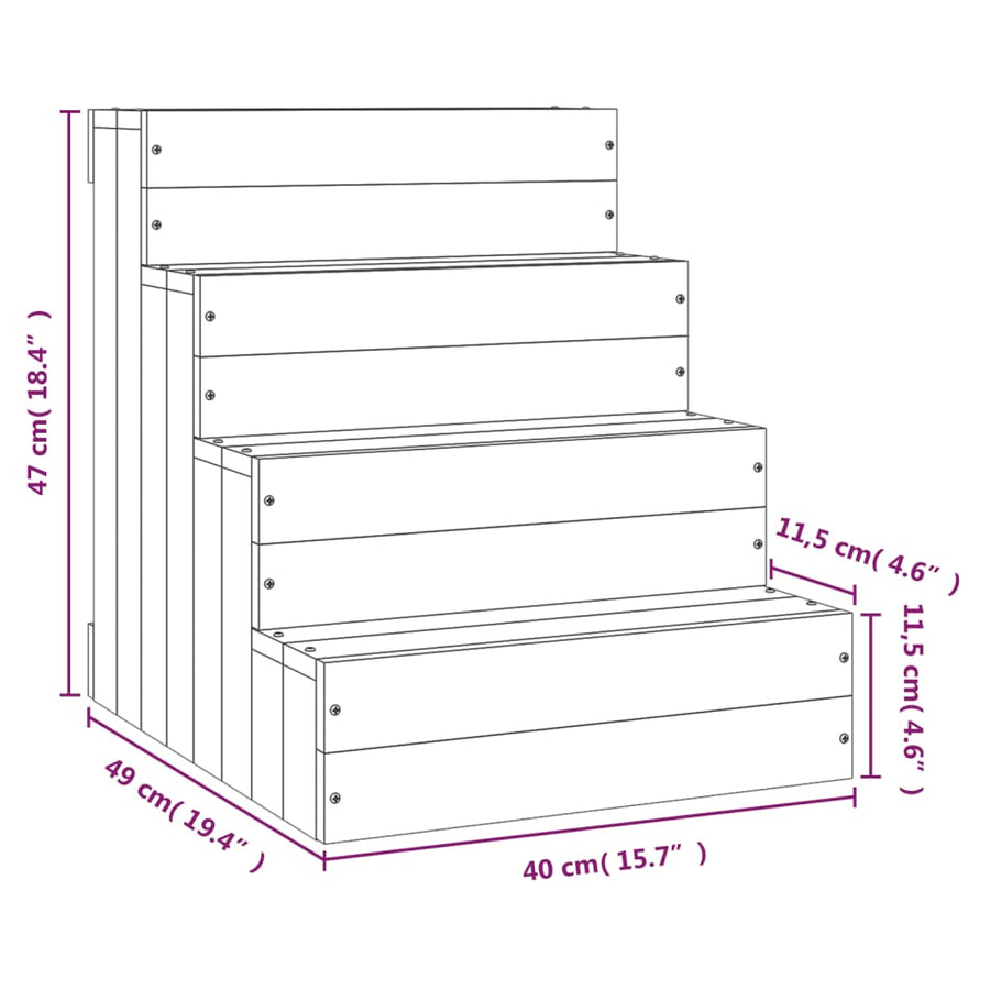 Huisdierentrap 40X49X47 Cm Massief Grenenhout 40 x 49 x 47 cm Naturel