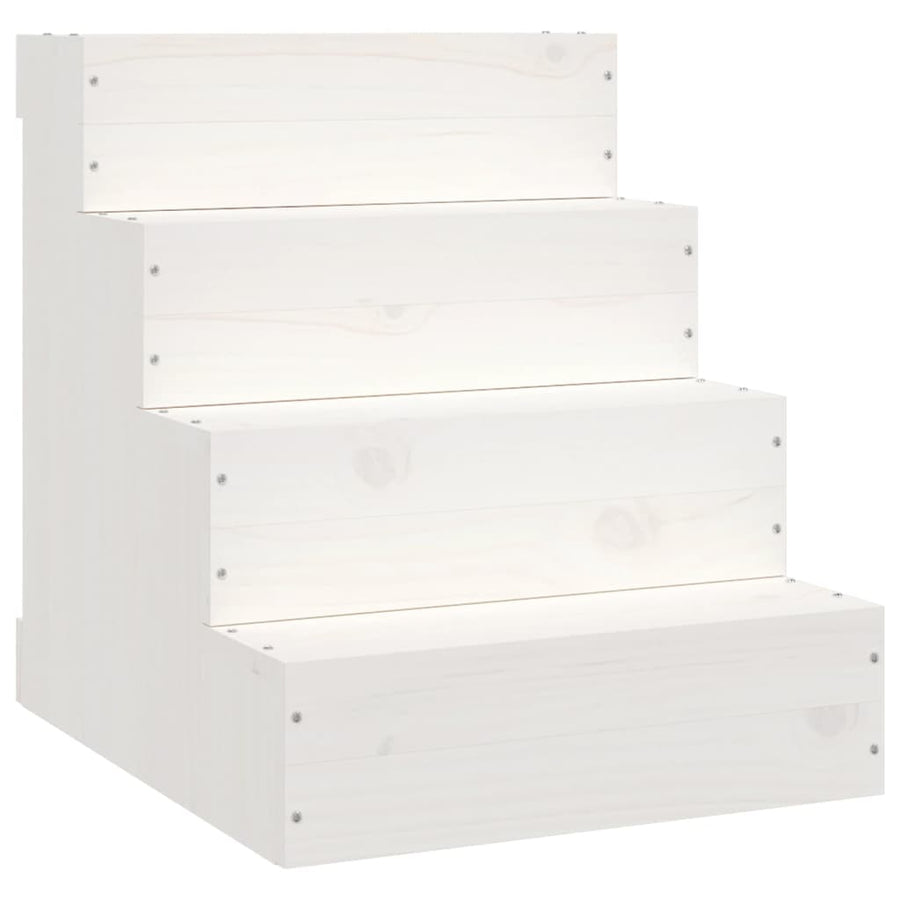 Huisdierentrap 40X49X47 Cm Massief Grenenhout Wit 40 x 49 x 47 cm