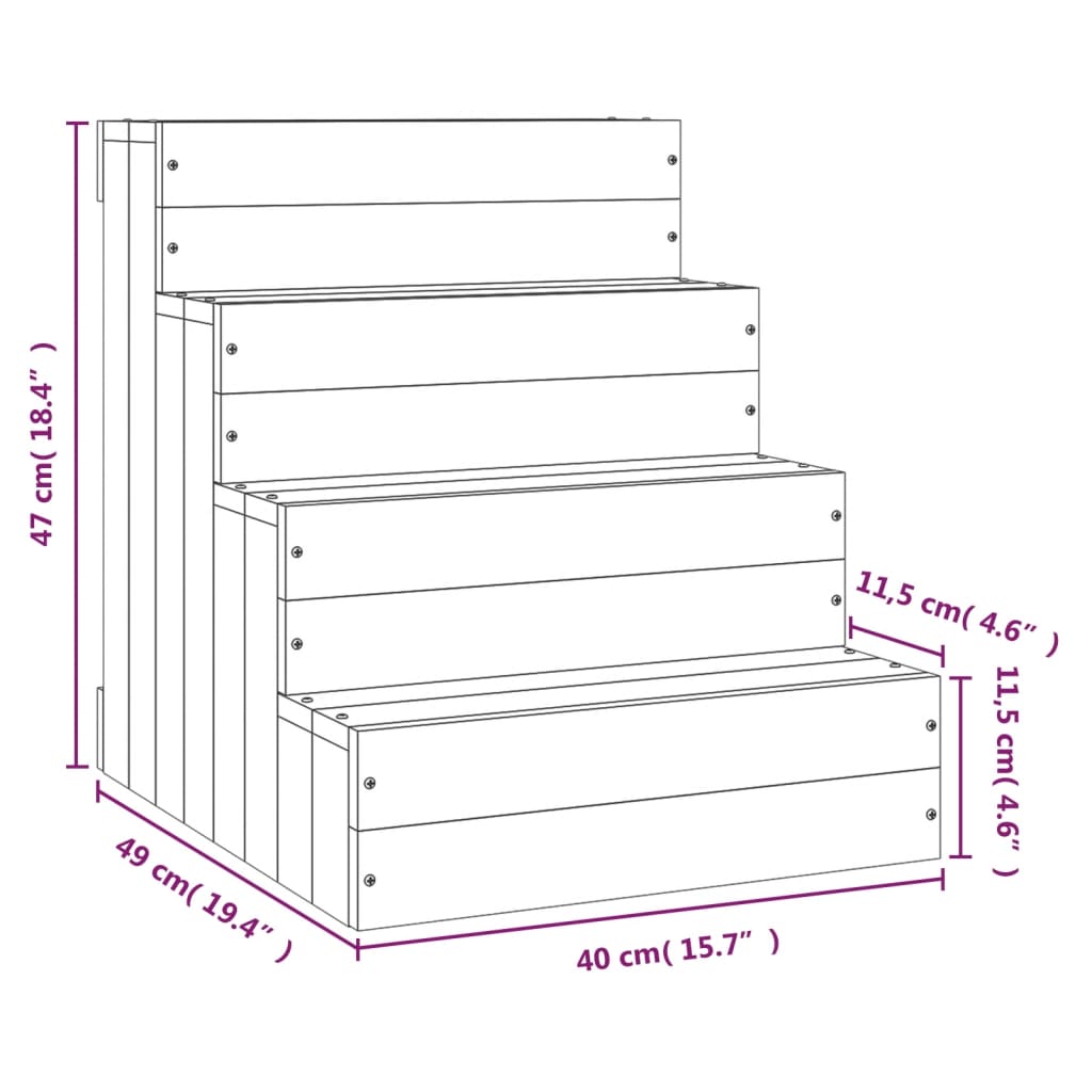 Huisdierentrap 40X49X47 Cm Massief Grenenhout Wit 40 x 49 x 47 cm