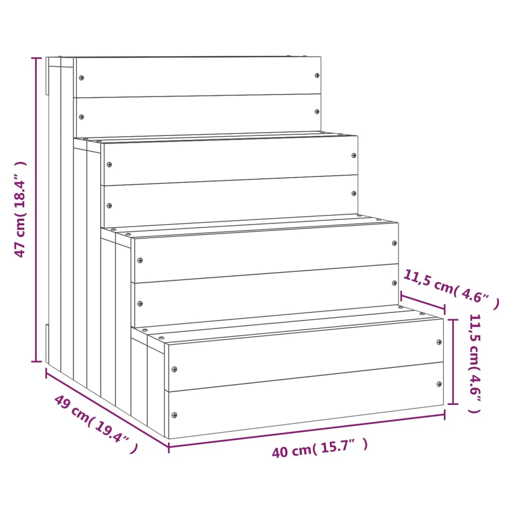 Huisdierentrap Massief Grenenhout 40 x 49 x 47 cm Honingbruin