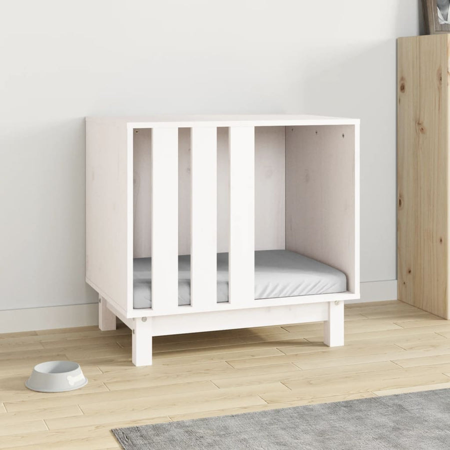 Hondenhok Massief Grenenhout 60 x 45 x 57 cm Wit