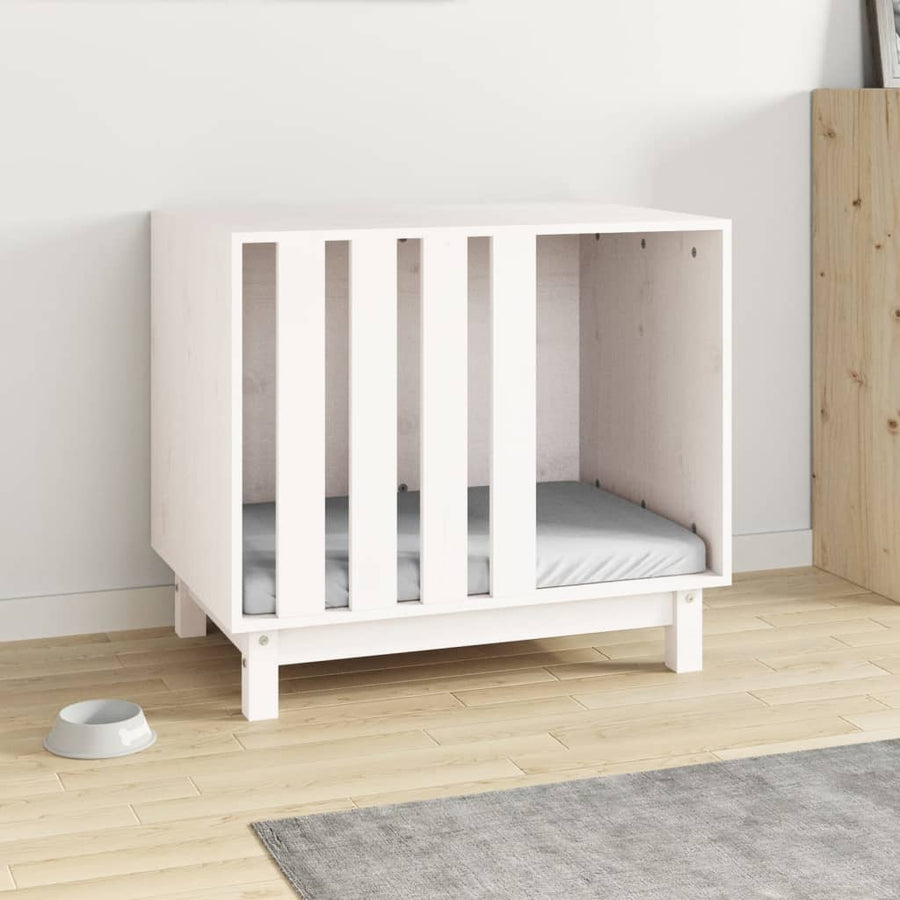 Hondenhok Massief Grenenhout 70 x 50 x 62 cm Wit
