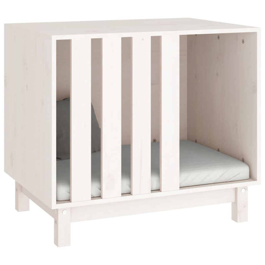 Hondenhok Massief Grenenhout 70 x 50 x 62 cm Wit