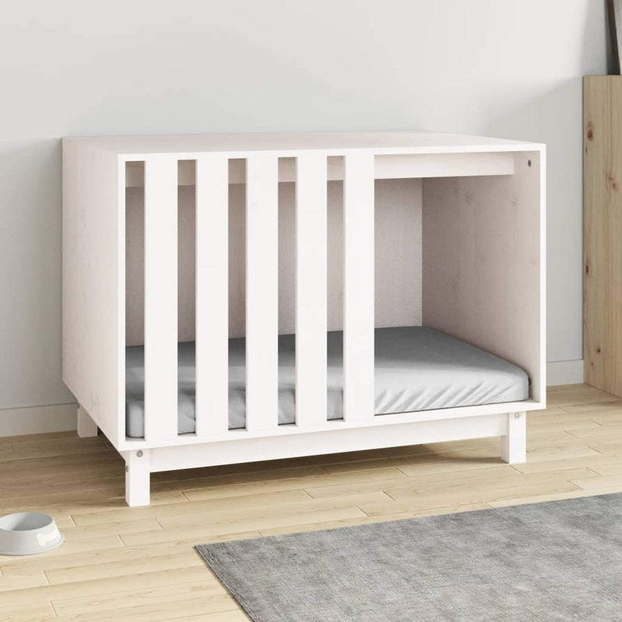 Hondenhok Massief Grenenhout 90 x 60 x 67 cm Wit