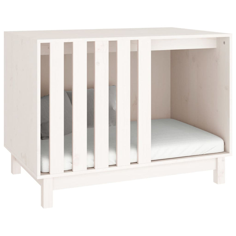 Hondenhok Massief Grenenhout 90 x 60 x 67 cm Wit