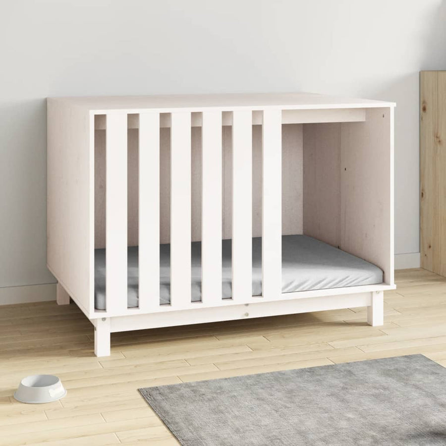 Hondenhok Massief Grenenhout 100 x 70 x 72 cm Wit