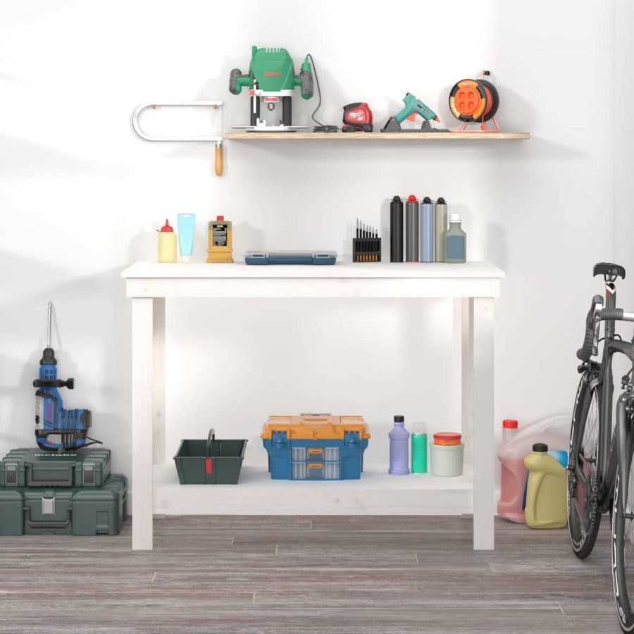 Werkbank 110x50x80 cm massief grenenhout wit 110 x 50 x 80 cm Wit