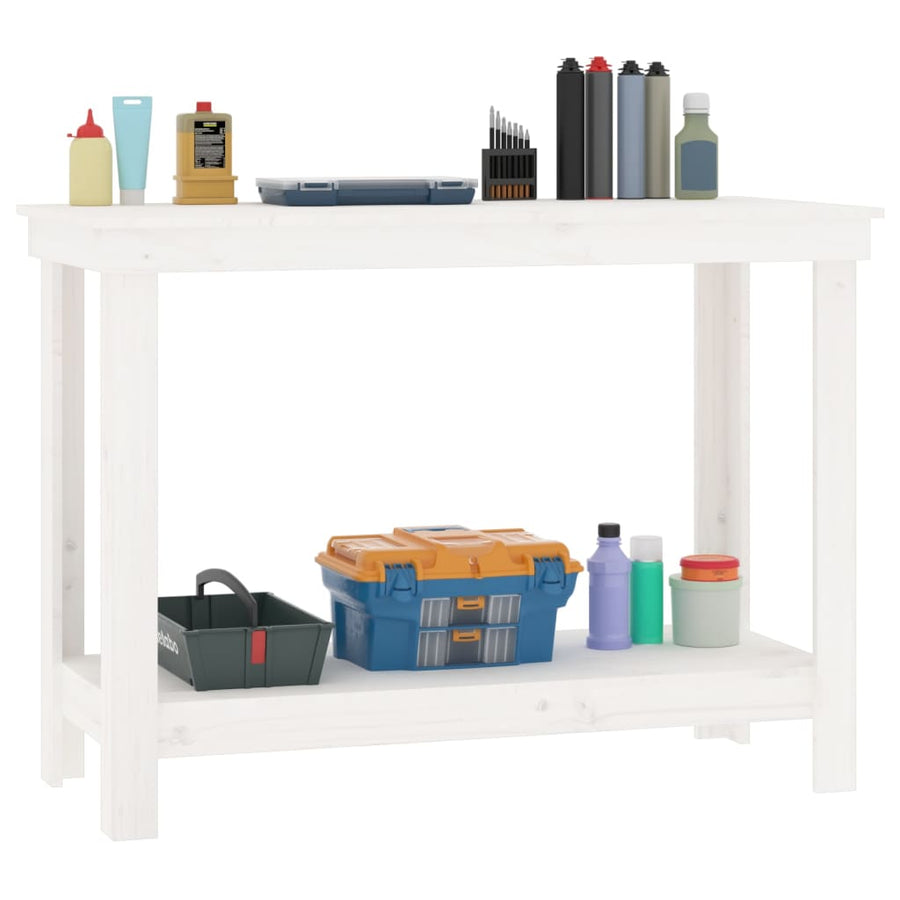 Werkbank 110x50x80 cm massief grenenhout wit 110 x 50 x 80 cm Wit