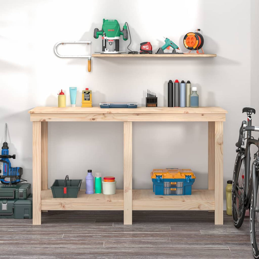 Werkbank 140x50x80 cm massief grenenhout 140 x 50 x 80 cm Naturel