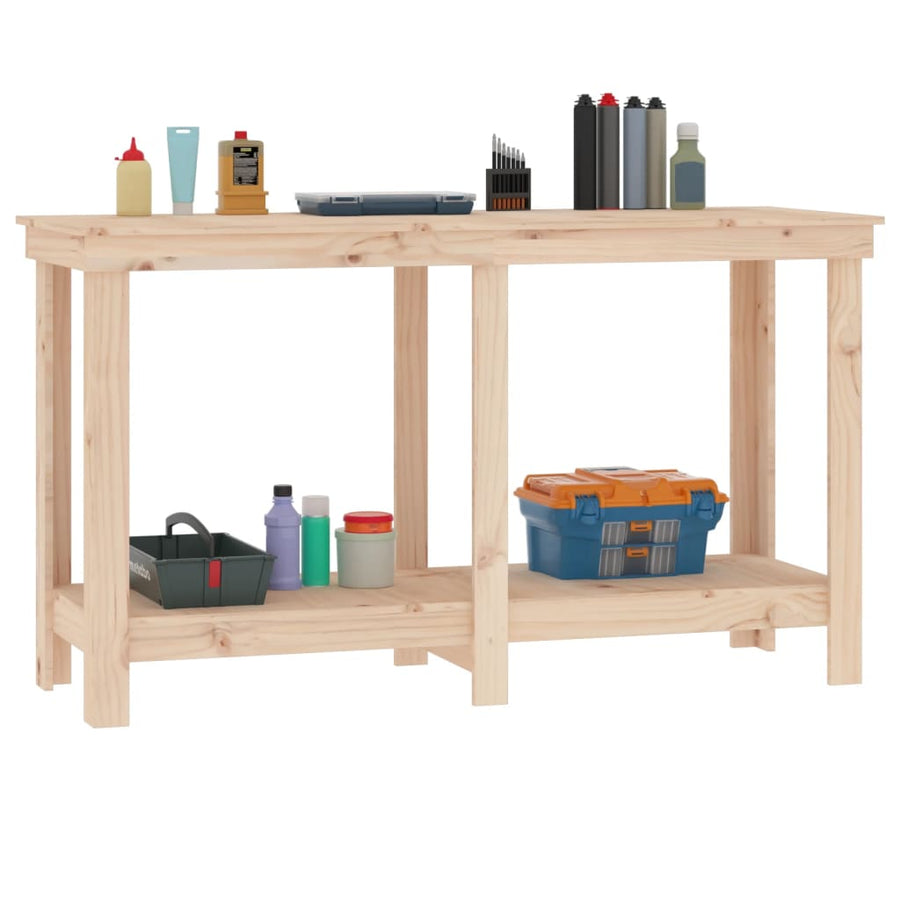 Werkbank 140x50x80 cm massief grenenhout 140 x 50 x 80 cm Naturel