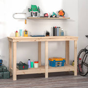 Werkbank 140x50x80 cm massief grenenhout wandmontage