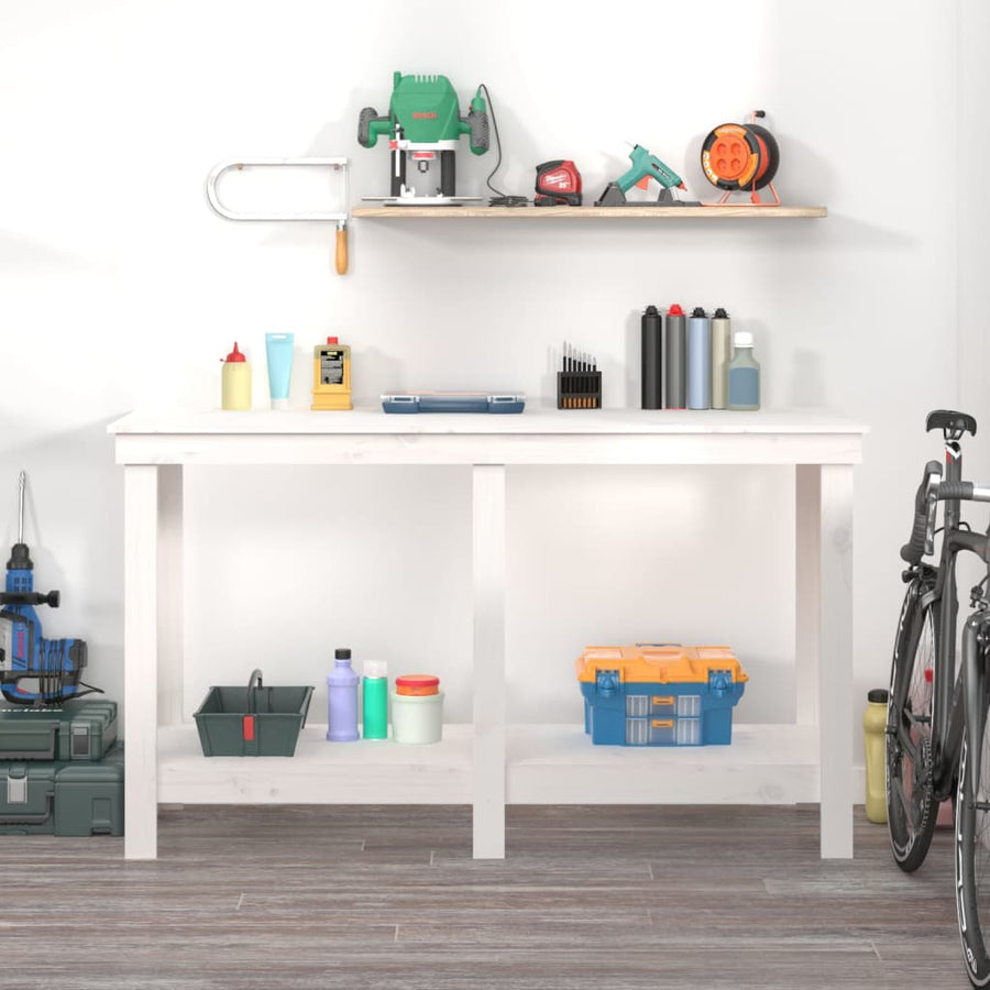 Werkbank 140x50x80 cm massief grenenhout wit 140 x 50 x 80 cm Wit