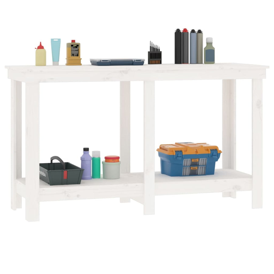 Werkbank 140x50x80 cm massief grenenhout wit 140 x 50 x 80 cm Wit
