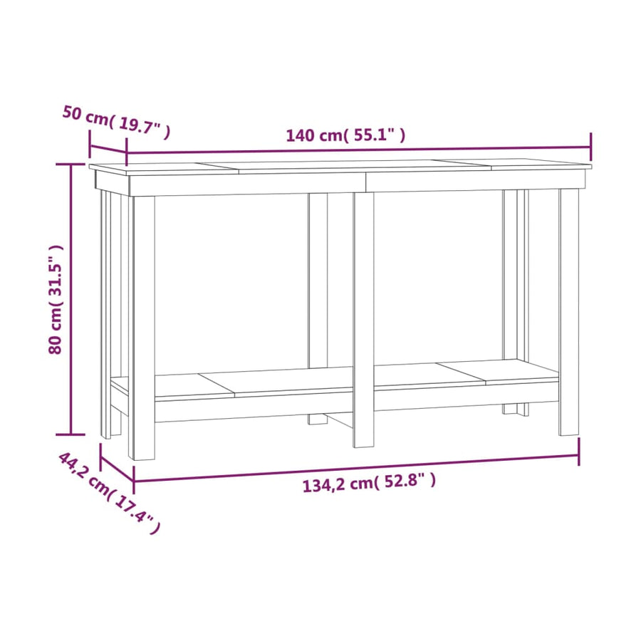 Werkbank 140x50x80 cm massief grenenhout wit 140 x 50 x 80 cm Wit